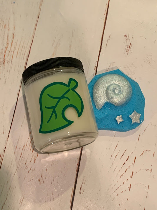 Animal Crossing New Horizons Themed Candle & Bath Bomb Set - Animal Crossing Gifts - Amiibo Surprise Bath Bomb