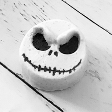 Load image into Gallery viewer, Haunted Mansion Inspired Candle &amp; Jack Skellington Bath Bomb - Disney Themed Bath Set - Foolish Mortals - Nightmare Before Christmas
